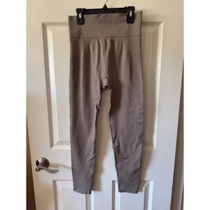 Cuyana Stretch Leggings Seamless Waistband Full‎ Length Taupe Size L XL